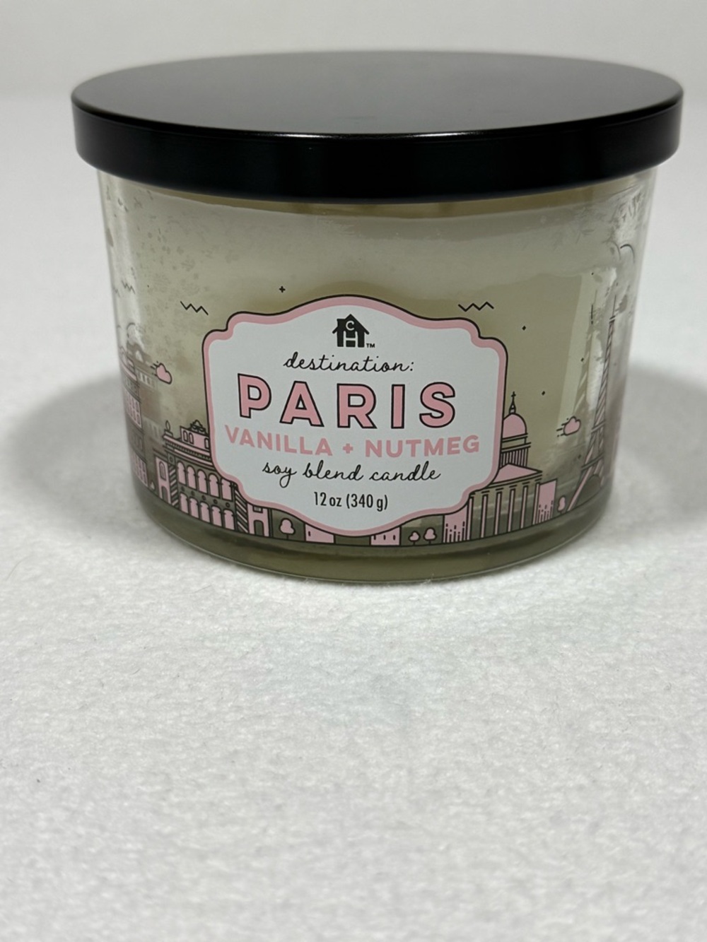 Complete Home Destination Paris Vanilla + Nutmeg Soy Candle 3 Wick